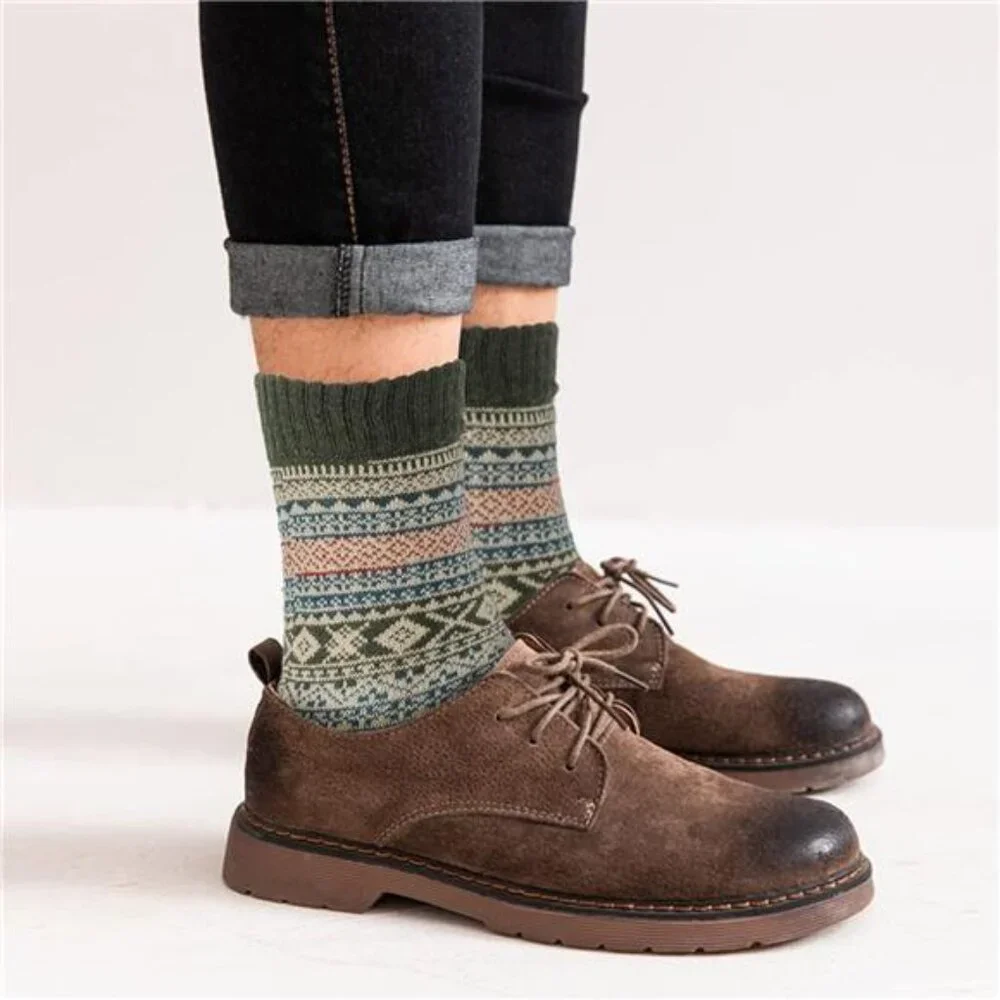 5 Pcs Unisex Wool Warm Thick Socks Vintage Winter Fall Season‎ for Men and Women